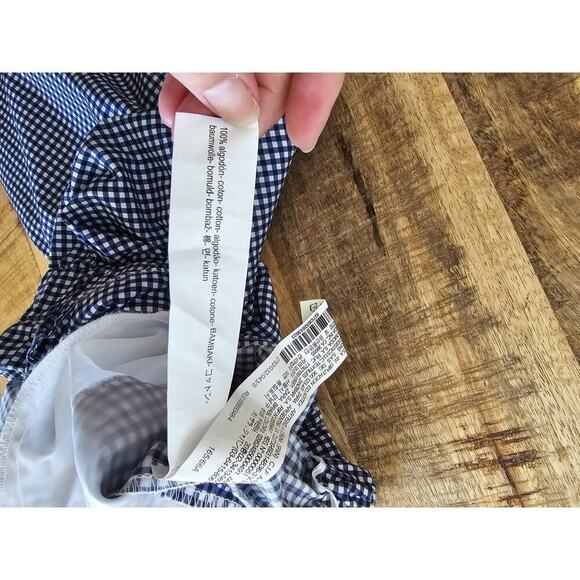 Zara Basic Blue & White Gingham High Rise Paperbag Tie Waist Trouser. Size S - Picture 4 of 10